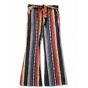 Lucky & Blessed L&B Women's Multicolor Striped Wide Leg Boho Pants XL Retro